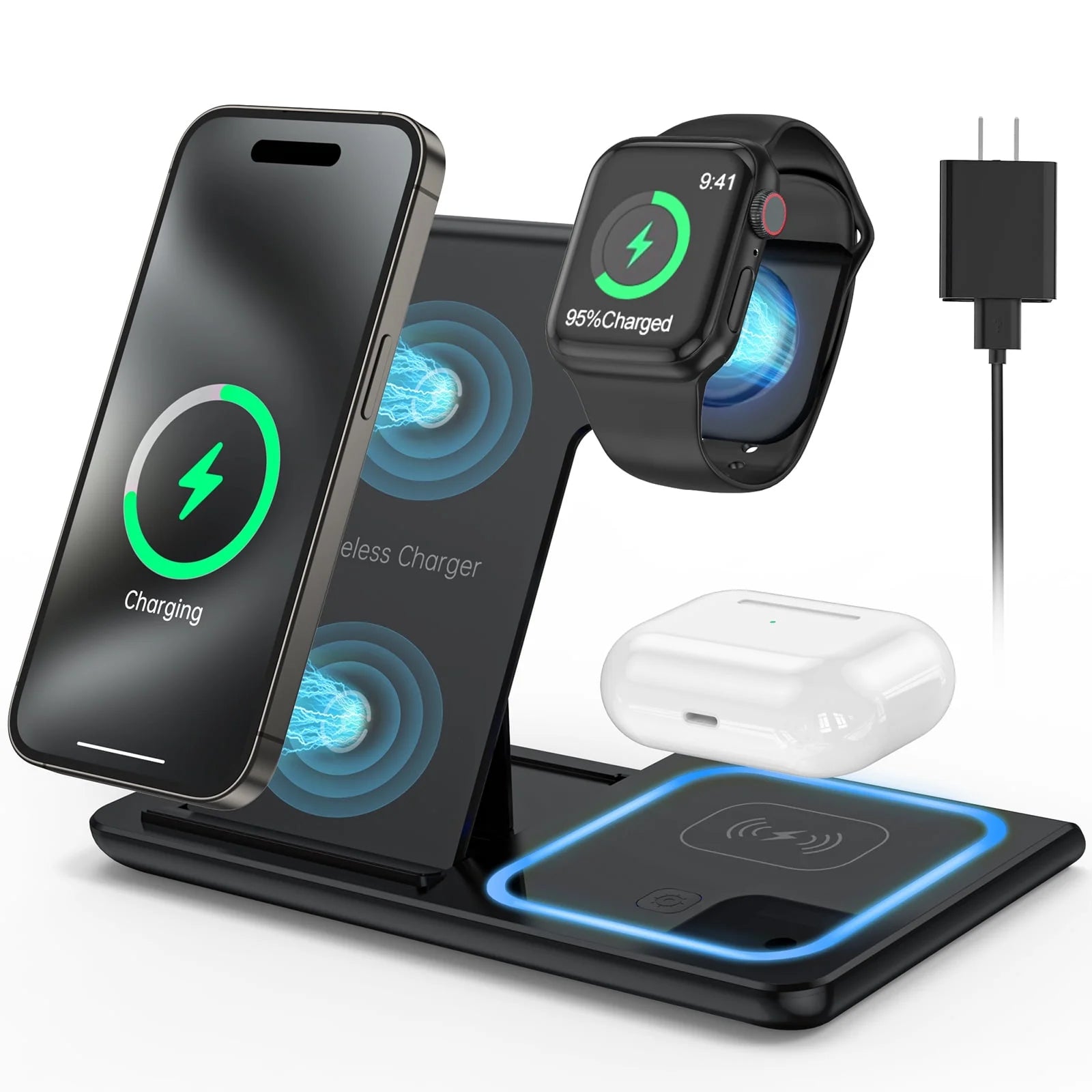 in Wireless Charger, 18W Fast Charging Station for Iphone 15/14/13/12  /11/Pro Max/12 Pro /Xr,Wireless Charging Stand for Iwatch Series SE