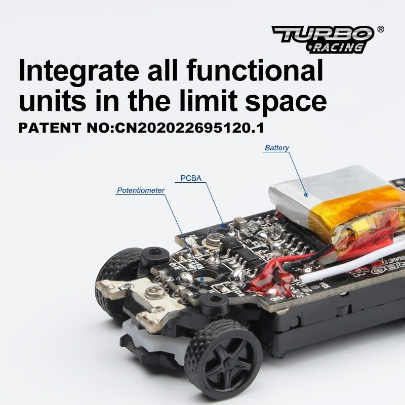 Turbo Ready to Run 1:76 Scale RC Sport Car Table Racing Remote Control Mini Model Car Mini Full Proportional RTR Kit Toys (C74-BK) Black