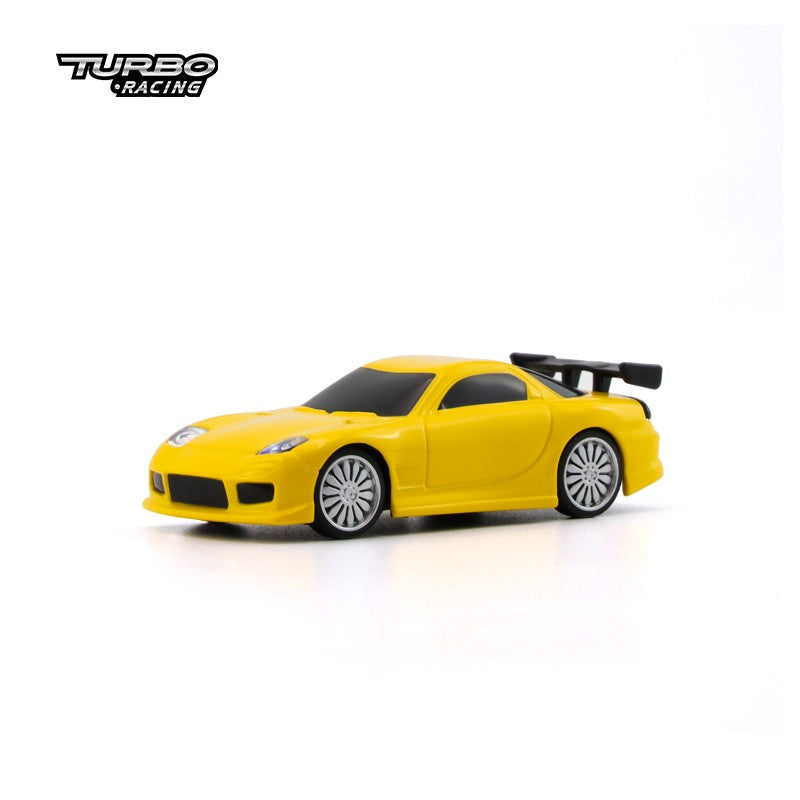 Turbo Ready to Run 1:76 Scale RC Sport Car Table Racing Remote Control Mini Model Car Mini Full Proportional RTR Kit Toys (C71-YE) Yellow