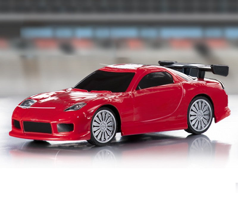 Turbo Ready to Run 1:76 Scale RC Sport Car Table Racing Remote Control Mini Model Car Mini Full Proportional RTR Kit Toys (C71-RD) Red