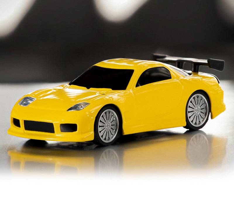 Turbo Ready to Run 1:76 Scale RC Sport Car Table Racing Remote Control Mini Model Car Mini Full Proportional RTR Kit Toys (C71-YE) Yellow