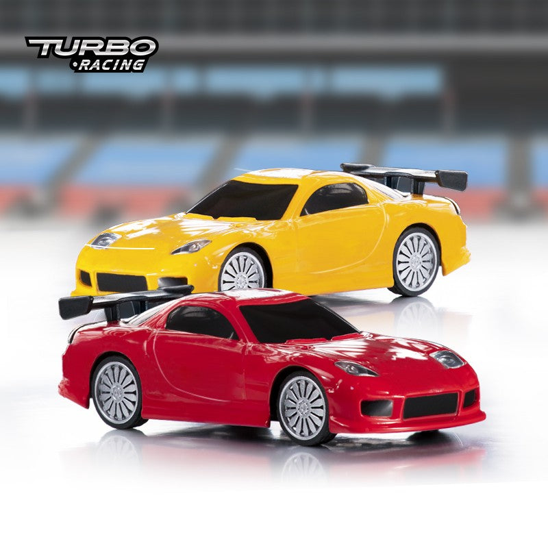 Turbo Ready to Run 1:76 Scale RC Sport Car Table Racing Remote Control Mini Model Car Mini Full Proportional RTR Kit Toys (C71-RD) Red
