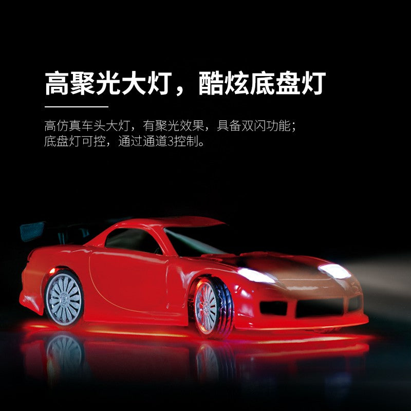 Turbo Ready to Run 1:76 Scale RC Sport Car Table Racing Remote Control Mini Model Car Mini Full Proportional RTR Kit Toys (C71-RD) Red