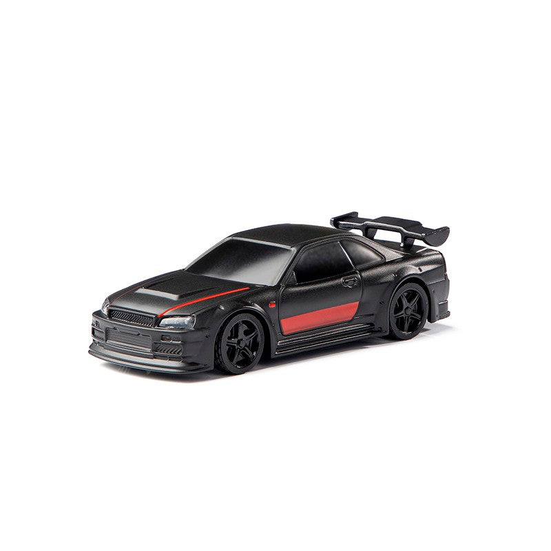 Turbo Ready to Run 1:76 Scale RC Sport Car Table Racing Remote Control Mini Model Car Mini Full Proportional RTR Kit Toys (C74-BK) Black