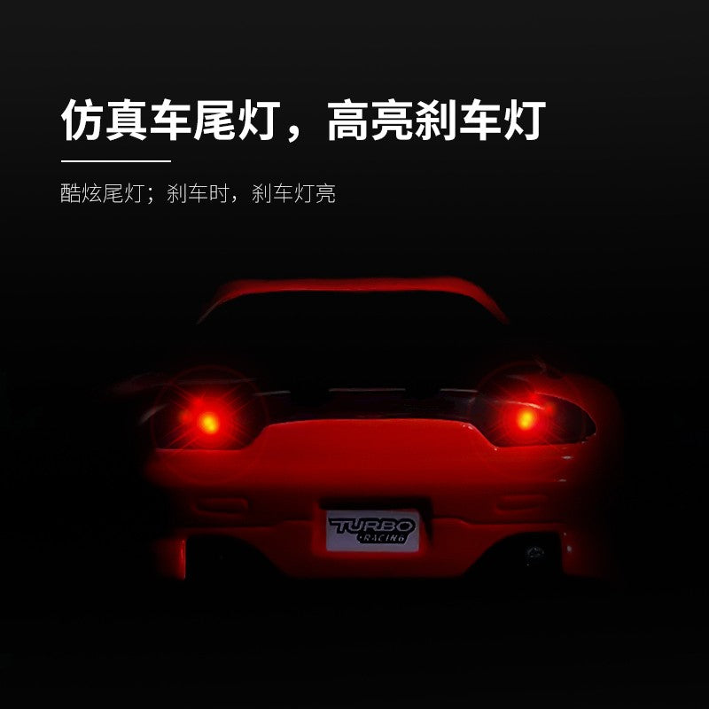 Turbo Ready to Run 1:76 Scale RC Sport Car Table Racing Remote Control Mini Model Car Mini Full Proportional RTR Kit Toys (C71-RD) Red