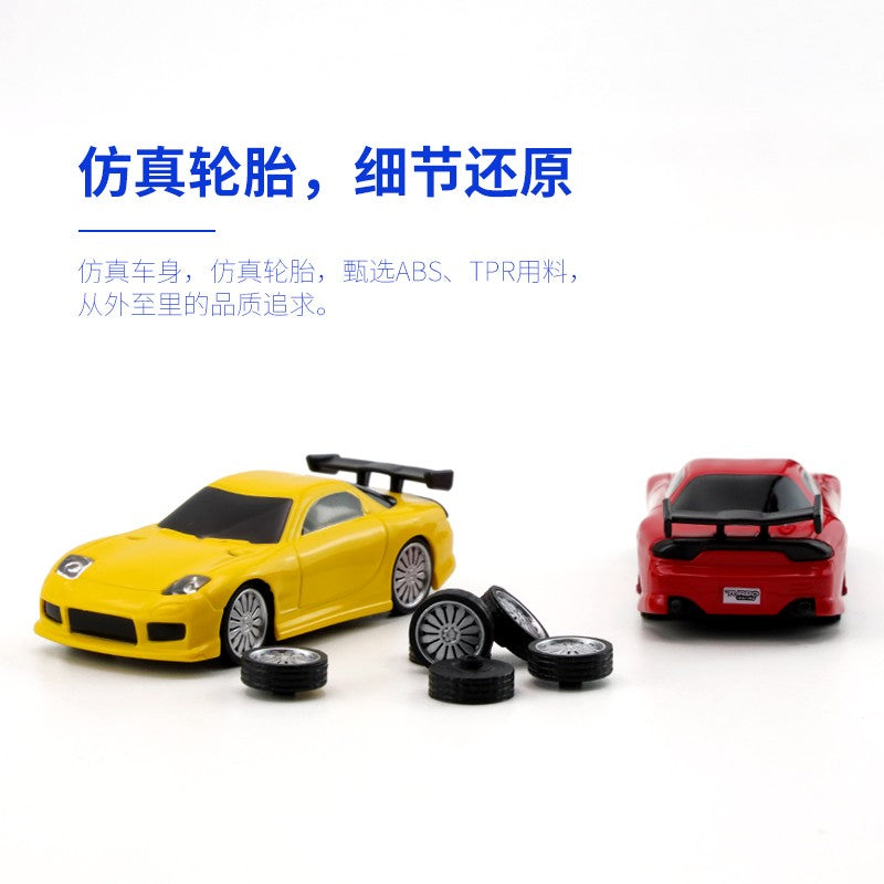 Turbo Ready to Run 1:76 Scale RC Sport Car Table Racing Remote Control Mini Model Car Mini Full Proportional RTR Kit Toys (C71-YE) Yellow