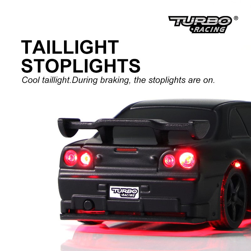Turbo Ready to Run 1:76 Scale RC Sport Car Table Racing Remote Control Mini Model Car Mini Full Proportional RTR Kit Toys (C74-LE) Limited Edition