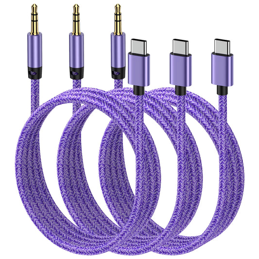 Aux to USB C, 3PACK Aux Cord to Type C USB C to 3.5Mm Aux Adapter Male Aux Cord Jack Cable for Android,Samsung,Car,Stereo Radio,Audio Jack Cable,C Type to Auxiliary Adapter,Speaker,Headphone