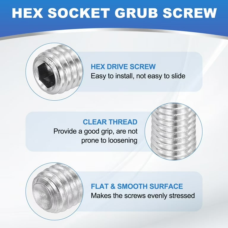 5x4mm Stainless Steel Flat Tip Grub Screw